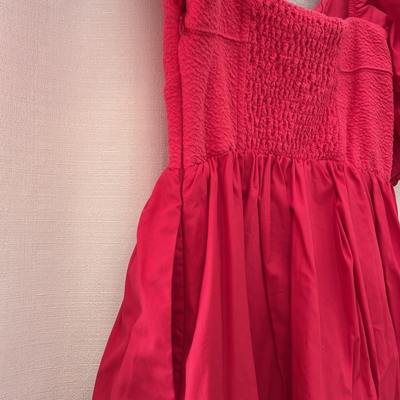 Maeve by Anthropologie Dark Pink/Red Puff Sleeve Mini Dress Size XSP - Picture 4 of 5
